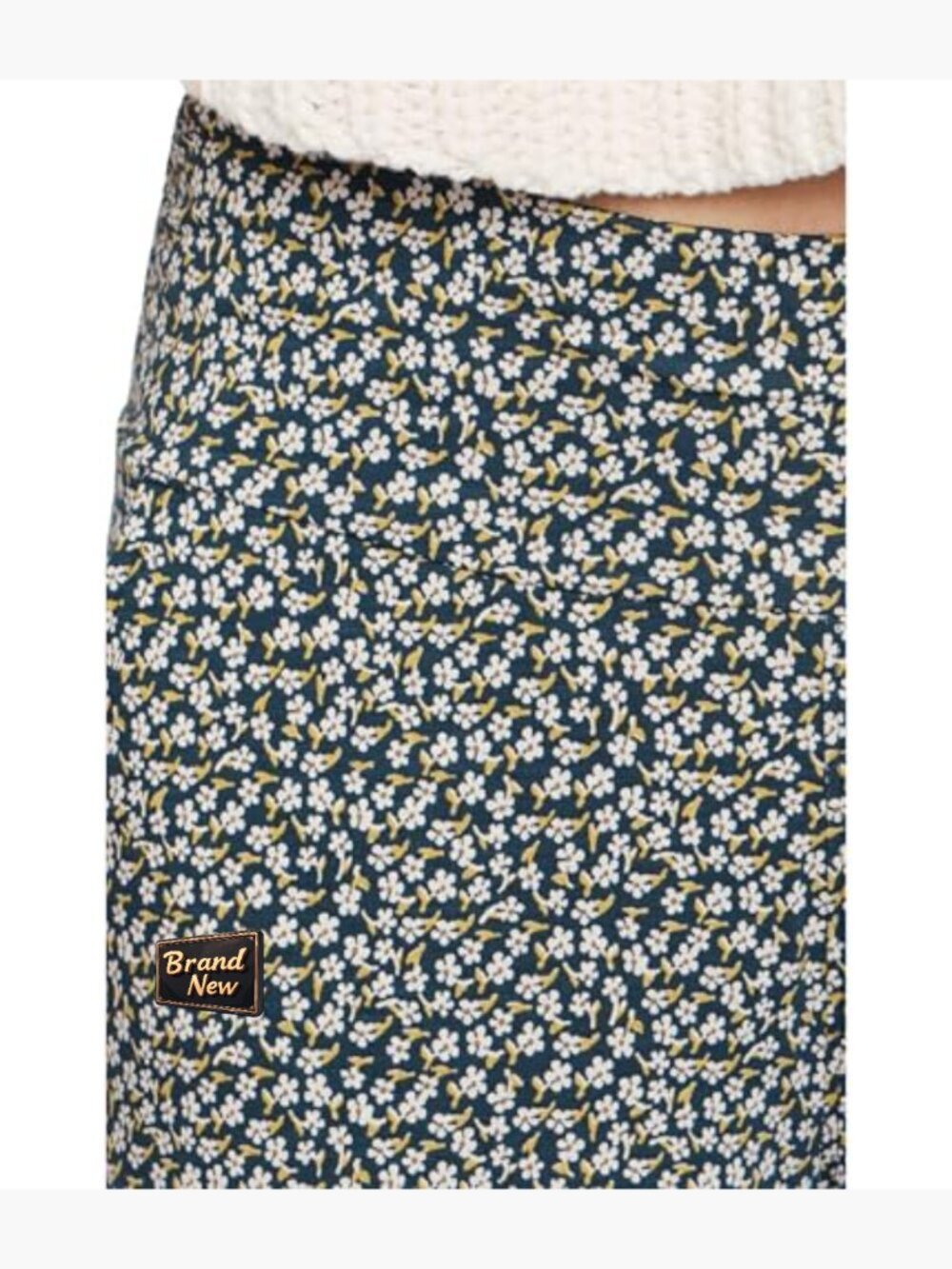 Wide Leg Crop Pants Ruched Elastic Waist Mid Rise 25 Inseam - Picture 5 of 5